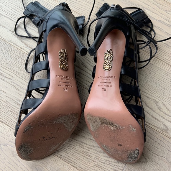 AQUAZZURA - AMAZON LEATHER LACE-UP SANDALS - black - Picture 8 of 16